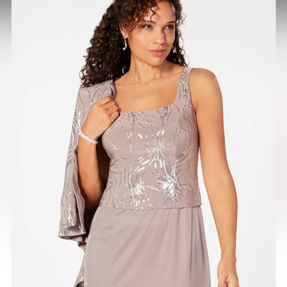 Alex Evenings Sequined A-Line Midi Dress and Jacket - Picture 2 of 16